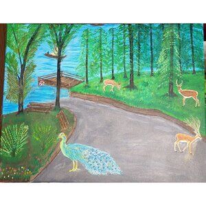NATUR-20 Custom Park Painting On Canvas & Signed By "CANNOOVA"